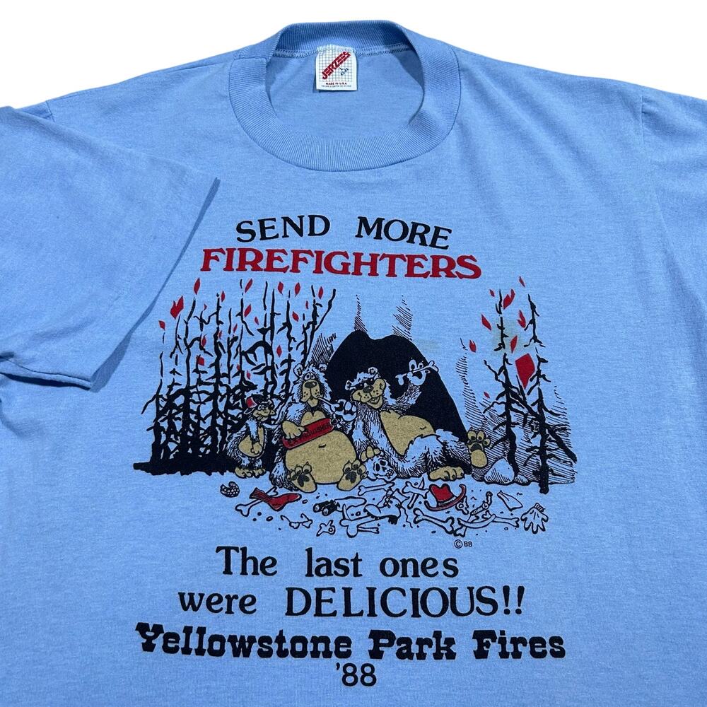Vintage 80s Yellowstone Park Fires Humor T-Shirt Men’s Large 1988 Single Stitch
